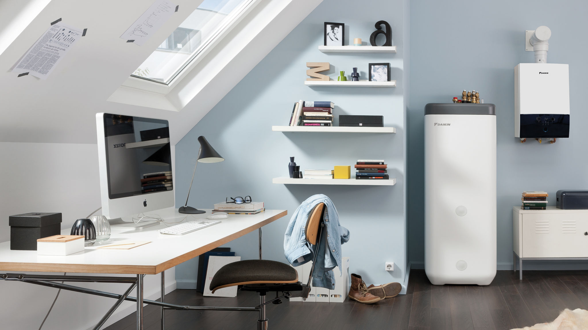 Daikin varmtvandsbeholder integreret i sovesal