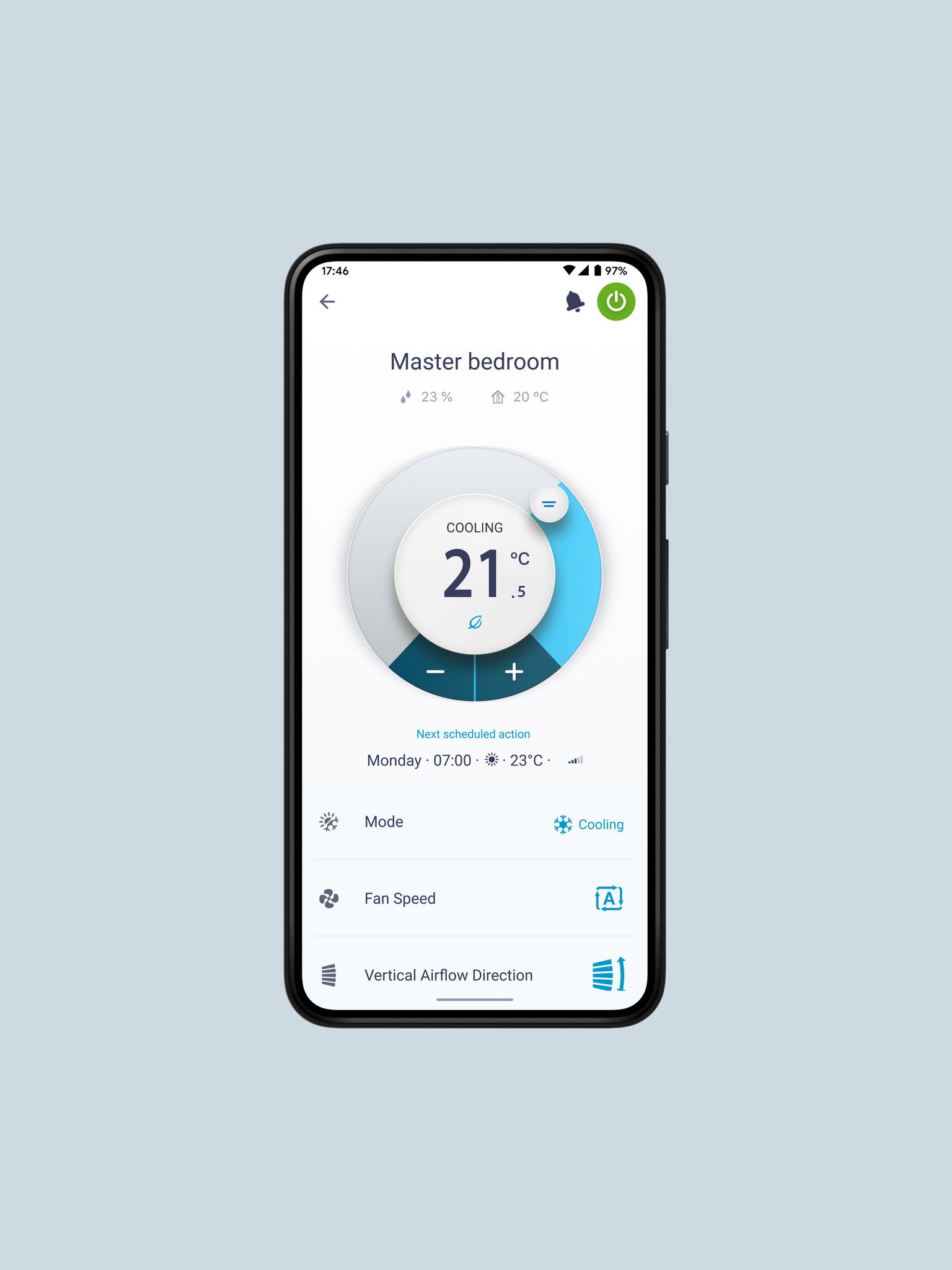Billede af emballage: Onecta-appen vist på smartphone