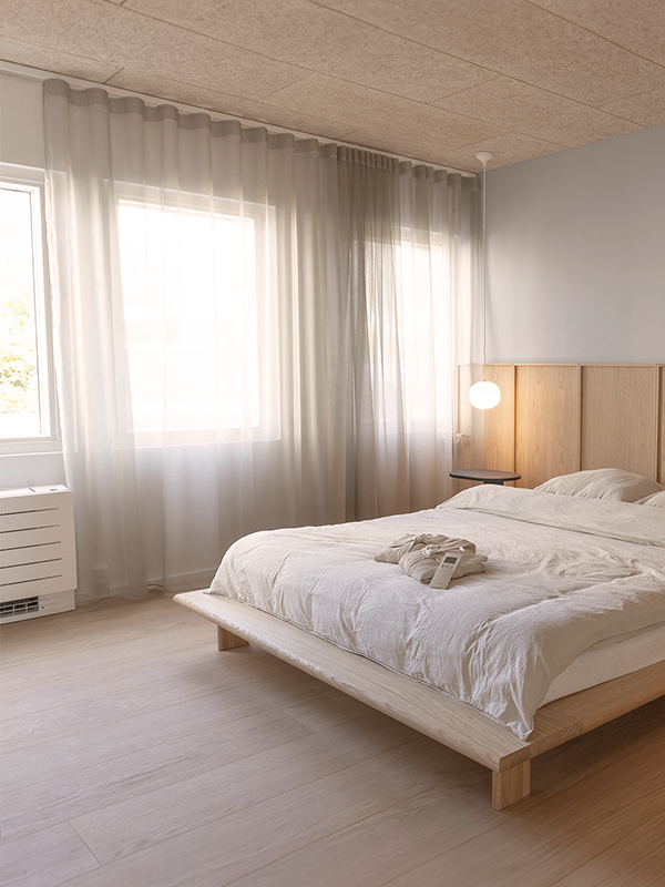 Daikin enhed i soveværelse vist i Daikins showroom