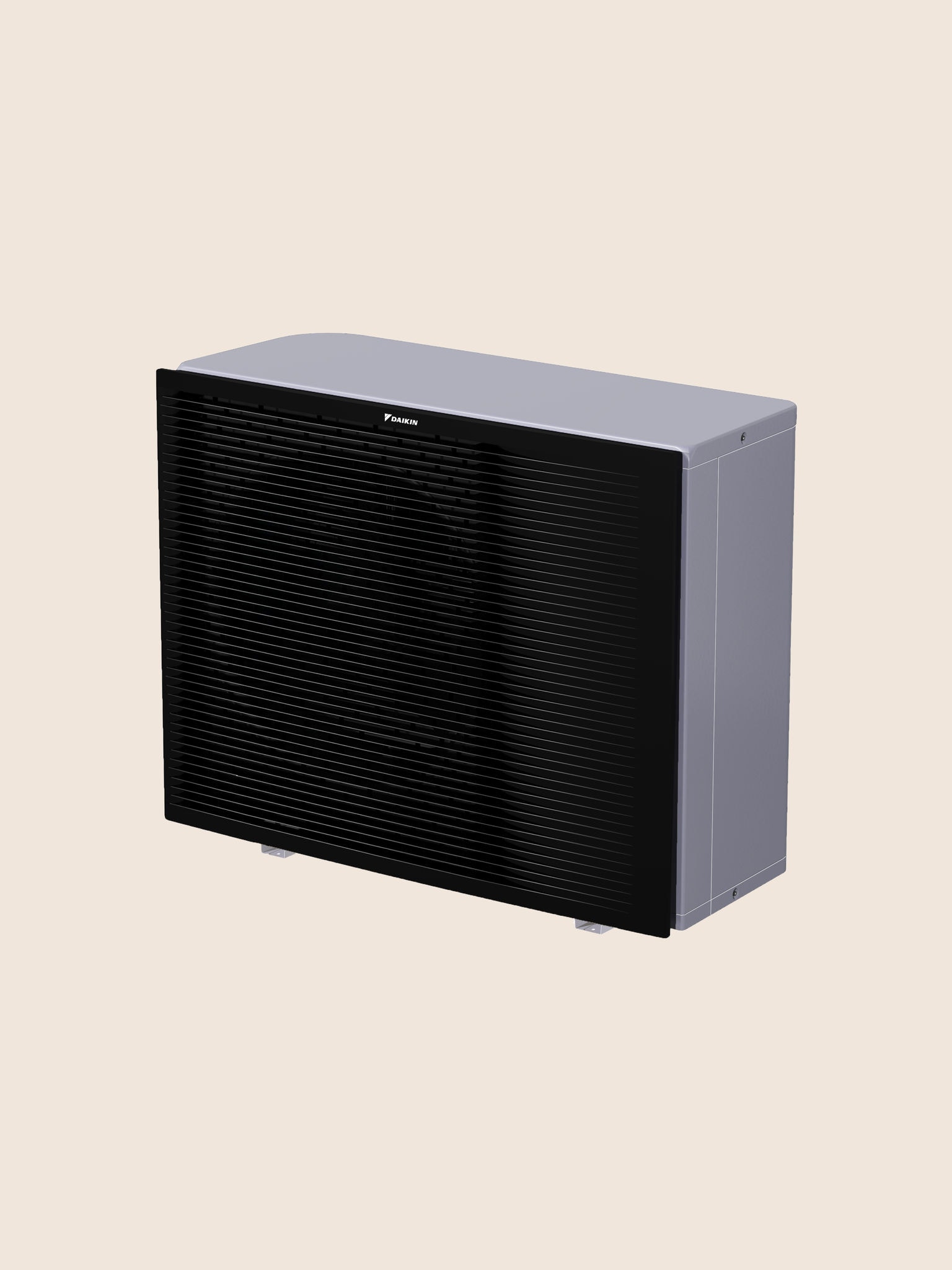 Daikin Altherma 3 R MT W udendørsenheden set forfra fra højre, en luft-til-vand middeltemperatur varmepumpe.